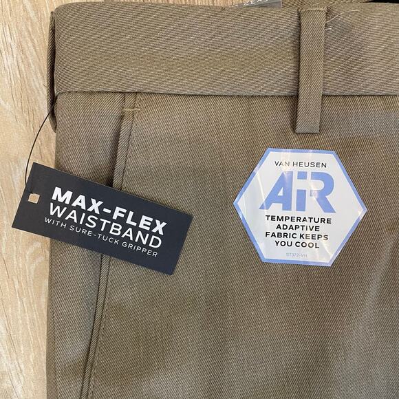 Van Heusen AIR Straight Fit Pants 36x32 Khaki NWT Stretch Cooling Max Flex - Picture 7 of 9